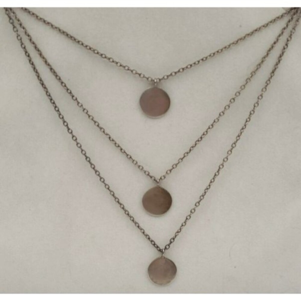 Authentic Me & Ro Sterling Silver Layered Three Disc Pendant Necklace 18.25"